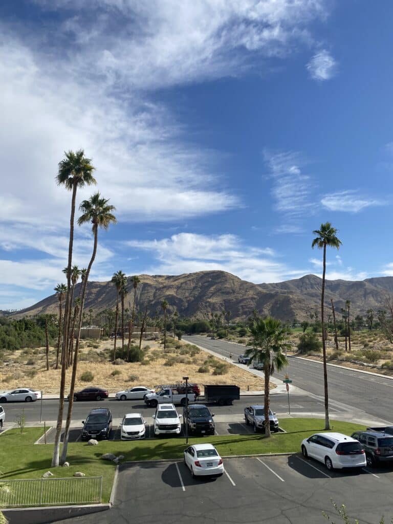 view from balcony at Palm Canyon Resort