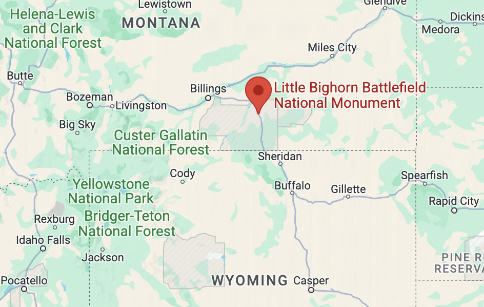 Little Bighorn Battlefield National Monument on a map