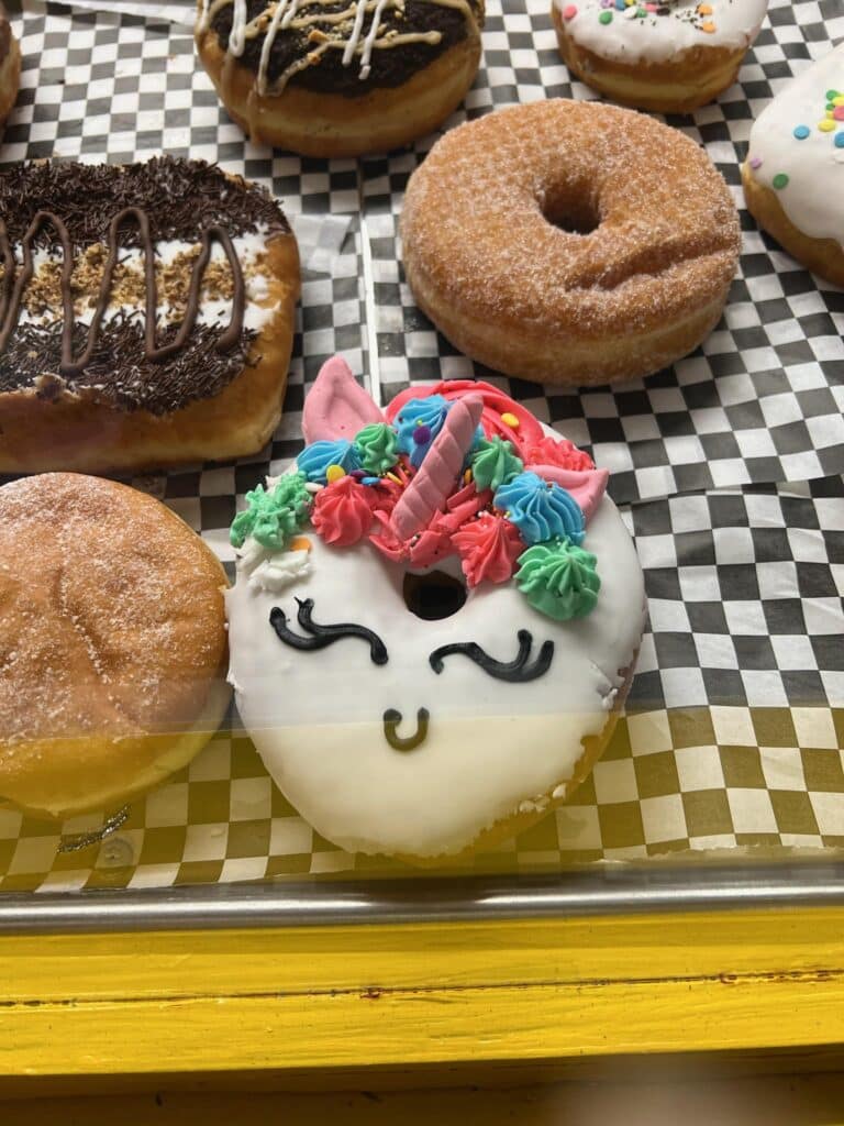 unicorn donut from the Donut Bar at Winter Fest