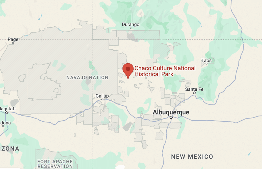 Chaco Culture National Historical Park on a map