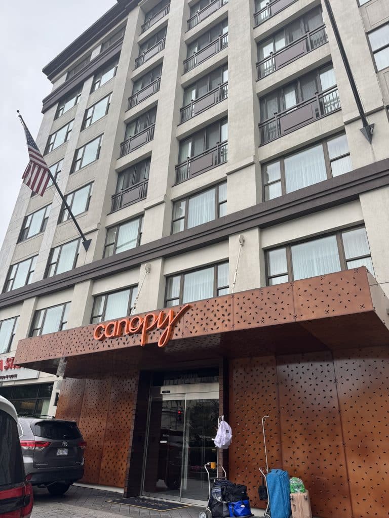 entrance with Canopy by Hilton sign