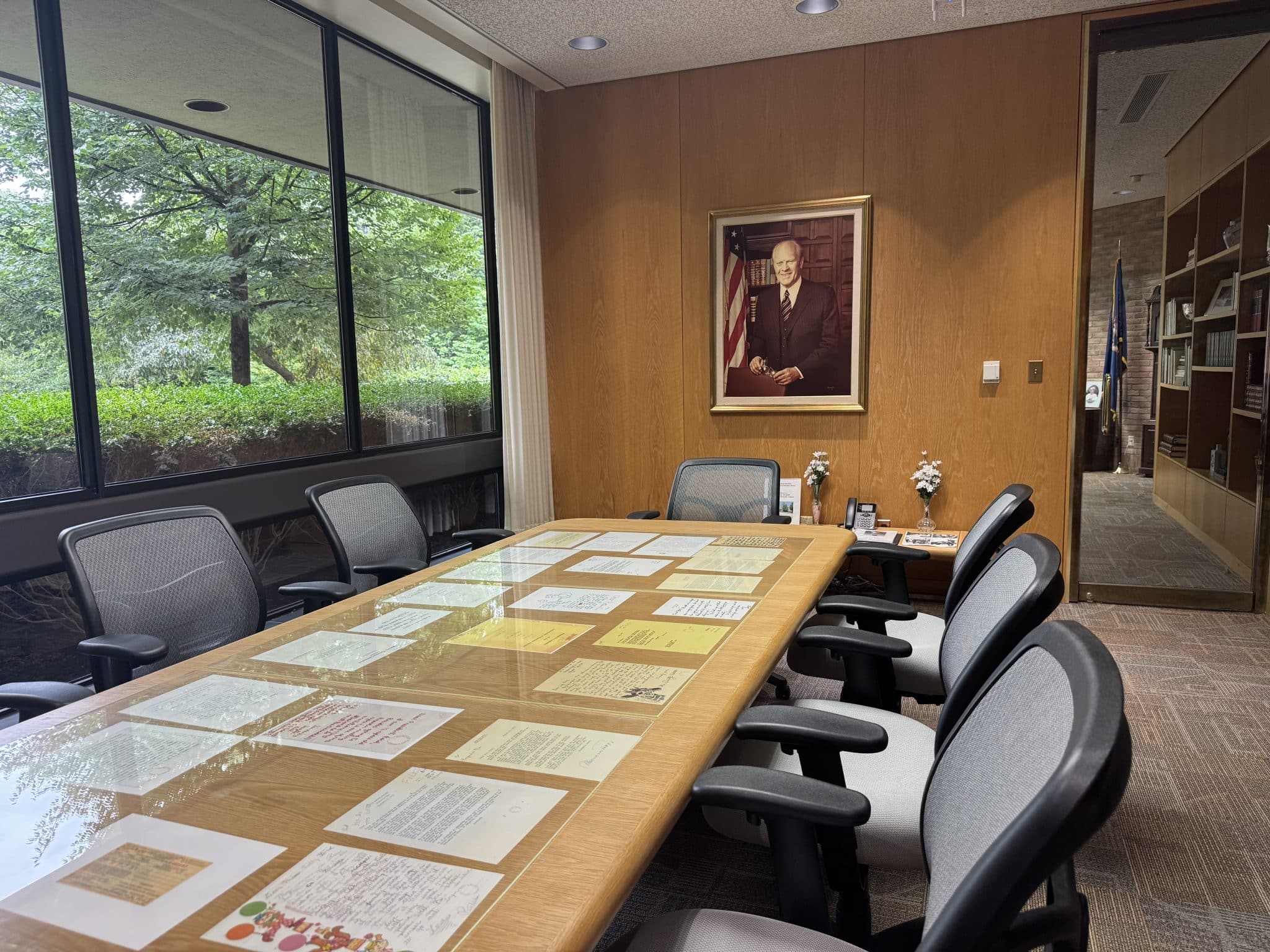 preserved meeting room at Gerald Ford Presidential Library in Ann Arbor