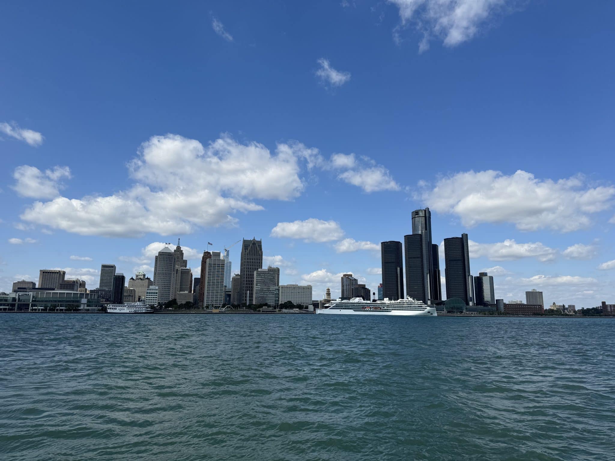 view of Detroit downtown skyline from Windsor, Canada