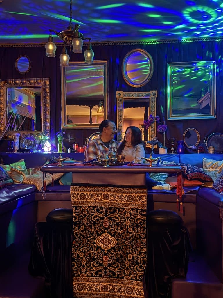 picture of us on the couch with the strobe lights going